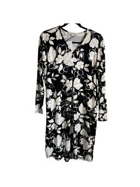 NEW ByTavi Floral Slub Dress Sz M V-Neck Long Sleeves Fair Trade Sustainable